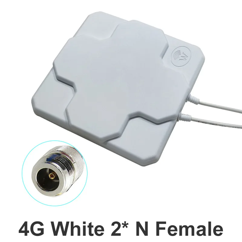 4G LTE Антенна N Мужской Женский SMA наружная панель 18dbi 698-2690MHz белый черный антенна mimo внешняя антенна для беспроводного маршрутизатора - Цвет: White N Female