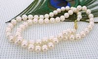 gorgeous 9 10mm south sea round white pearl necklace 18inch 14k