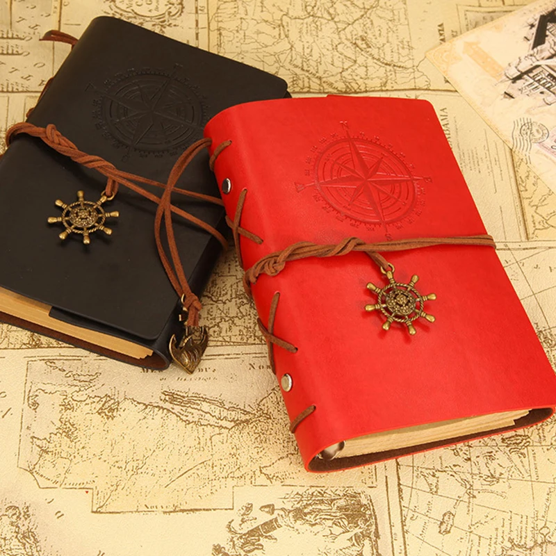 Ретро блокнот на спирали дневник винтажные Пираты якоря PU кожаная записная