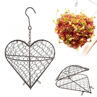 retro creative iron wire heart shaped hanging basket flower basket succulents trim rack gardening home decoration