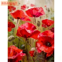 roamily3d full roundsquarediamond painting flowersdiamond embroidery poppiespicture beadingdiamond art