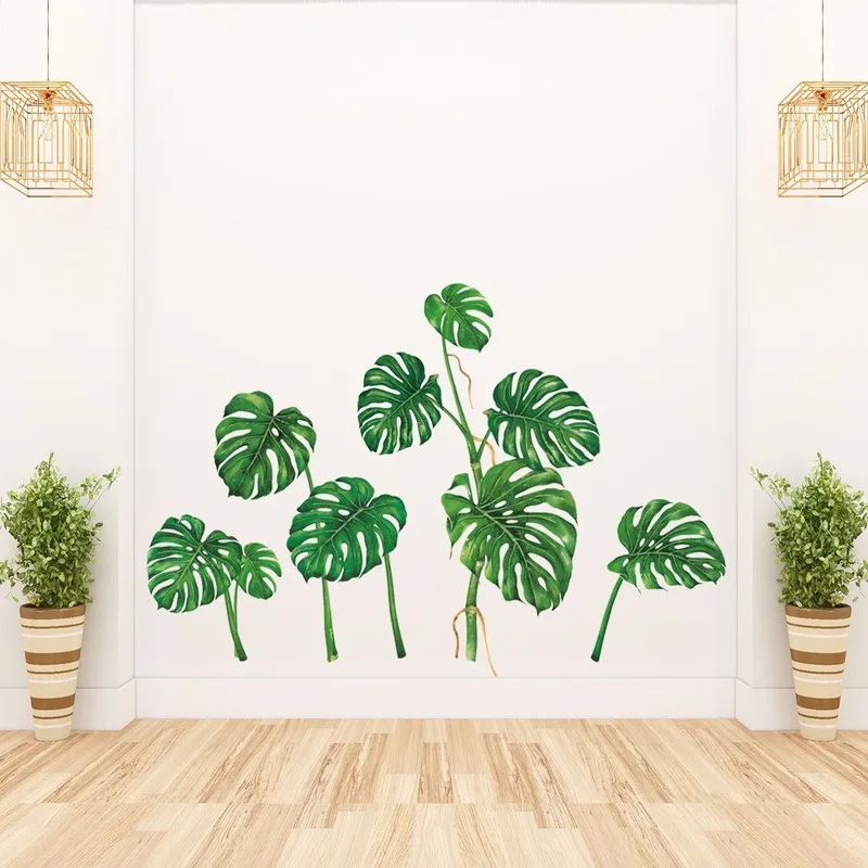 

Nordic Green Plant Wall Stickers Bedroom Living Room Decoration Turtle Back Bamboo Sofa TV Backdrop Wall Decals