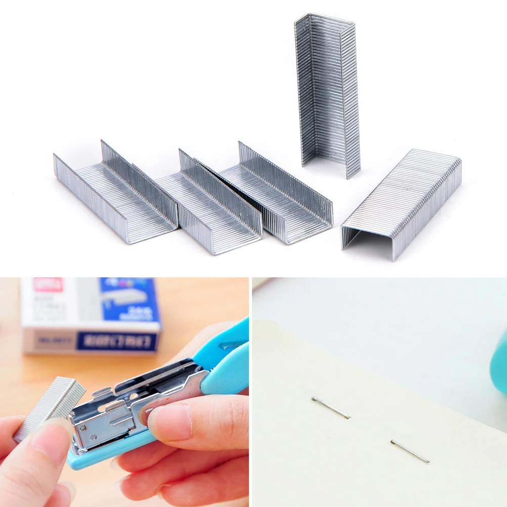 

Hot Selling 1Pack 10mm Creative Silver Stainless Steel Staples Office Binding Supplies Wholesale low price Drop Shipping