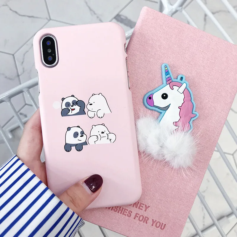 Kawaii Мы Голые Медведи; забавные тапочки с большим милым медведем, чехол для телефона аниме чехол для iPhone 7 8 6s 6 Plus XS Max чехол для крышки iPhone X XR чехол