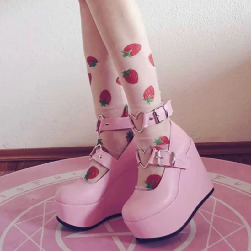 Туфли женские на танкетке милые туфли-лодочки в готическом стиле платформа