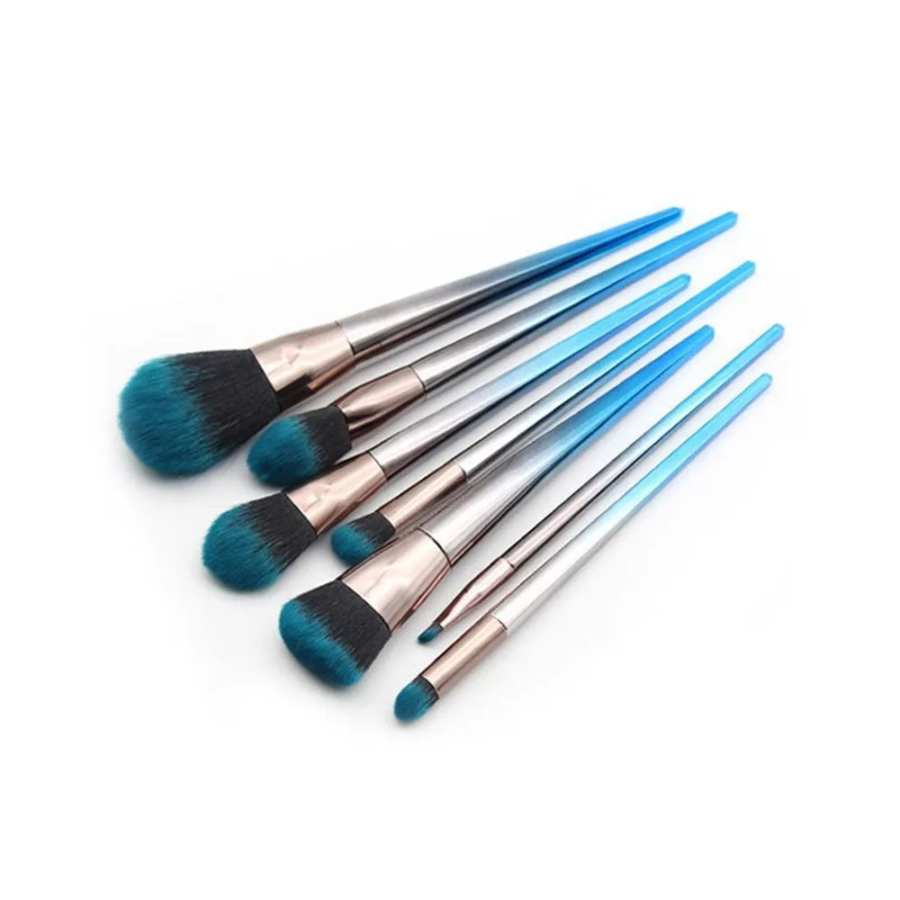 Набор кистей для макияжа девочек 7 шт. модный набор с градиентом серого и синего