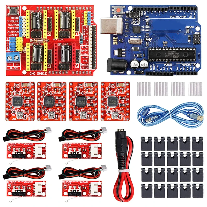 

Professional 3D Printer CNC Kit with E-Tutorial - CNC Shield Expansion Board V3.0 R3 Board A4988 Stepper Motor Driver