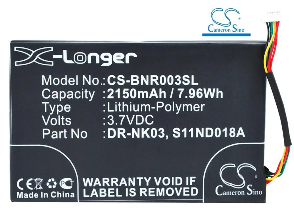 Cameron Sino 2150mAh Battery DR-NK03, MLP305787, S11ND018A for Barnes & Noble BNRV300,BNTV350,Nook Simple Touch, Simple Touch 6