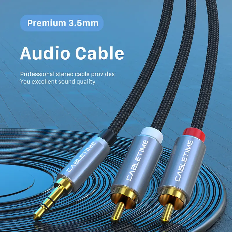 Кабель CABLETIME RCA 2rca на 3 5 аудиокабель 2RCA Aux штекер Rca мм для Edifer домашний кинотеатр DVD