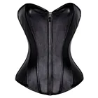Черный корсет на молнии Корсет Бюстье кожаный корсет в стиле стимпанк, корсетное женское нижнее белье сексуальное бюстье корсет с чашками Топы S-6XL