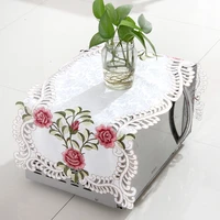 modern satin embroidery table runner cloth cover bed runner lace tablecloth placemat mantel kitchen christmas wedding decor
