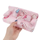 Кукольный домик небольшой диван, обитый тканью с цветочным мотивом набор мебели с 2 Подушка аксессуары для куклы 20 см * 7,5 см * 9 см