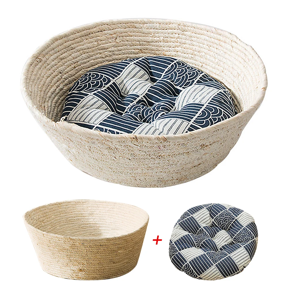 Мягкая кровать для кошек ротанговая Всесезонная универсальная летнее крутое