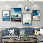 Декоративные плакаты с китами для синего океана, Картина на холсте с изображением пустыни и дерева, Современная Настенная картина для гостиной, украшение для дома