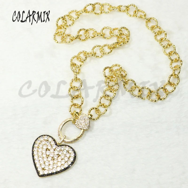 Ожерелье с подвеской в виде большого сердца из хрустального циркония 2 шт.