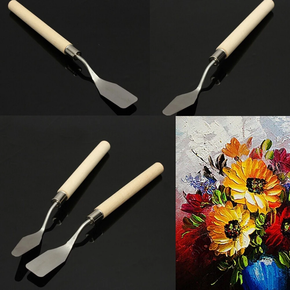 1Pcs Mixed Stainless Steel Palette Scraper Oil Knives Spatula Palette Knife Oil Painting Tools