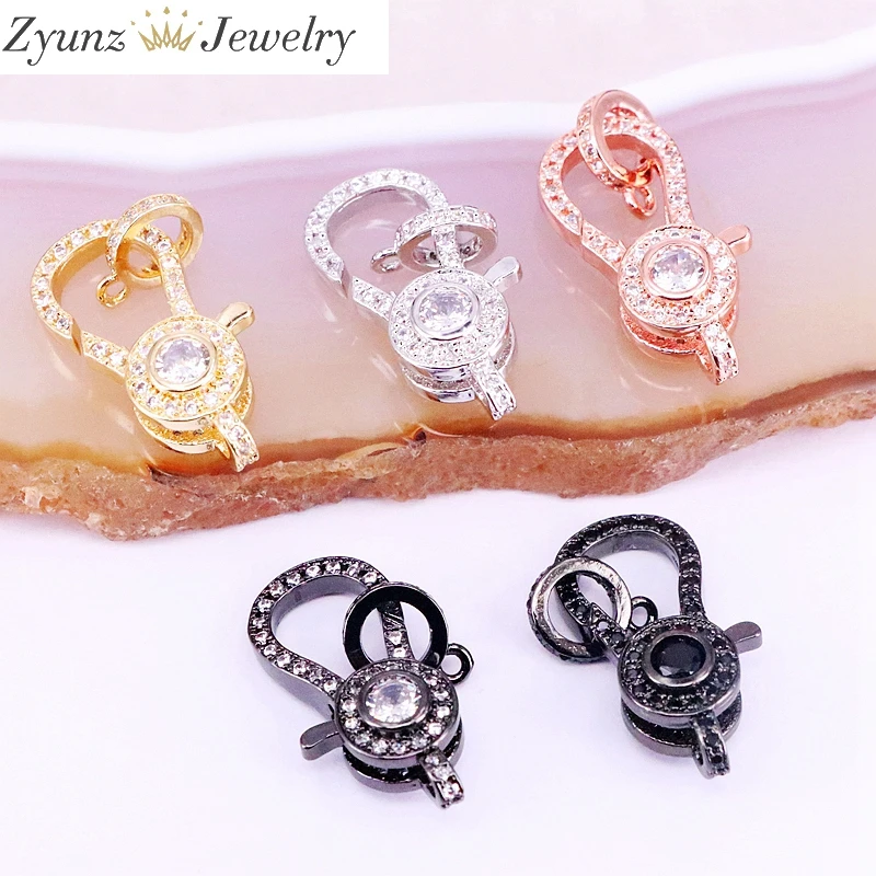 

5PCS, CZ Micro Pave Lobster Claw Clasp/Link Connector, Pave Clasp, Micro Pave Clasp, CZ Clasps, Silver Color, Rose Gold, Black