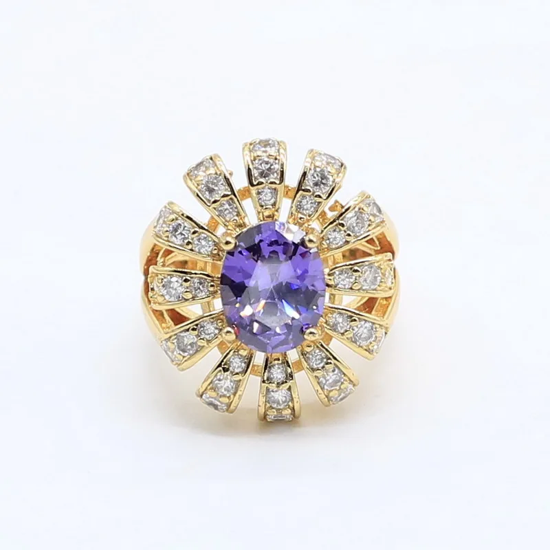 Классический роскошный золотой цвет набор украшений для женщин фиолетовое