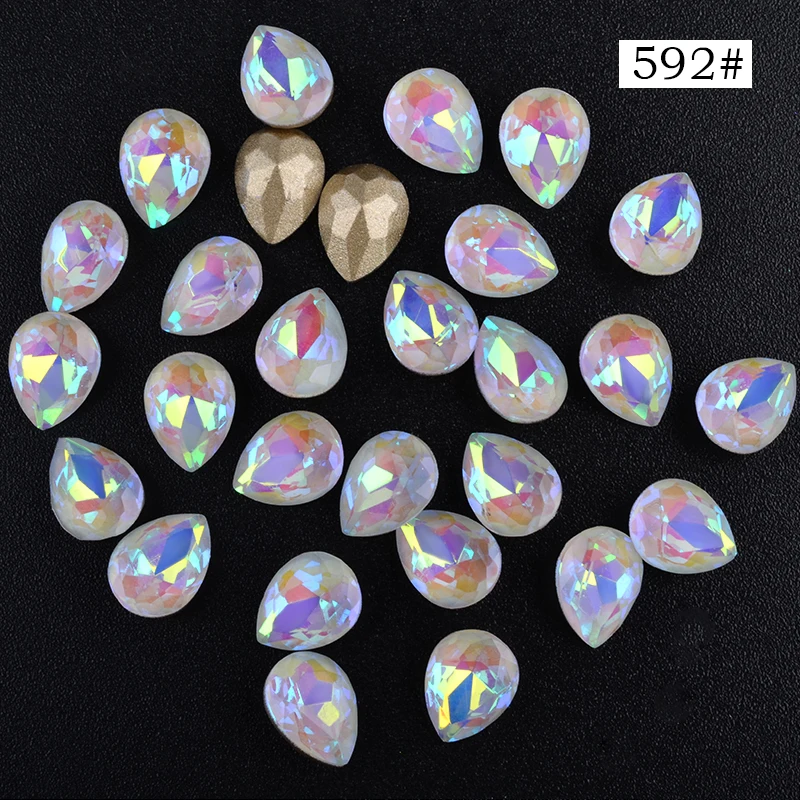 10 шт. опал Аврора Блестящие Стразы для ногтей AB цветные острым концом с