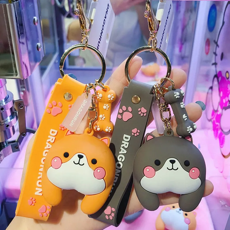 Брелок для ключей с животными милый апельсиновый и серый корги из ПВХ в подарок