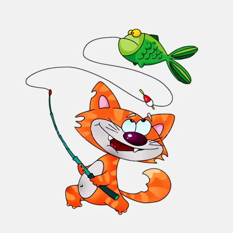 

Personality Car Sticker Funny Cat Fishing PVC Decoration Cartoon Waterproof Decal