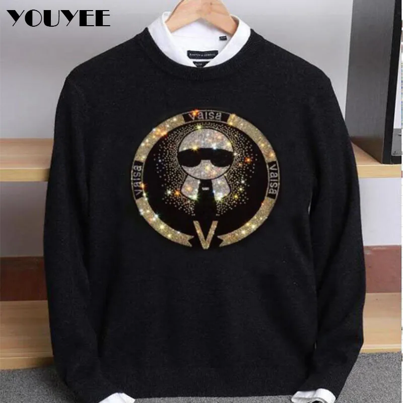 Мужской трикотажный пуловер в полоску с круглым вырезом