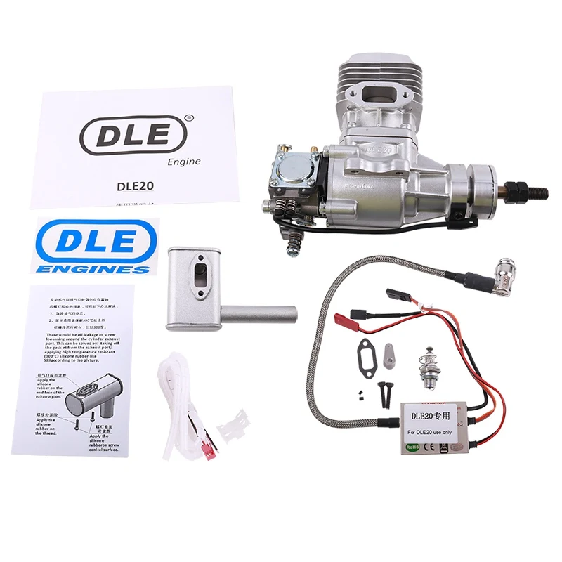 

DLE20 20CC Engine Gasoline Engine Single-cylinder Two-Stroke Side Exhaust Aircooled Hand Start 20CC Displacement for RC Aircraft