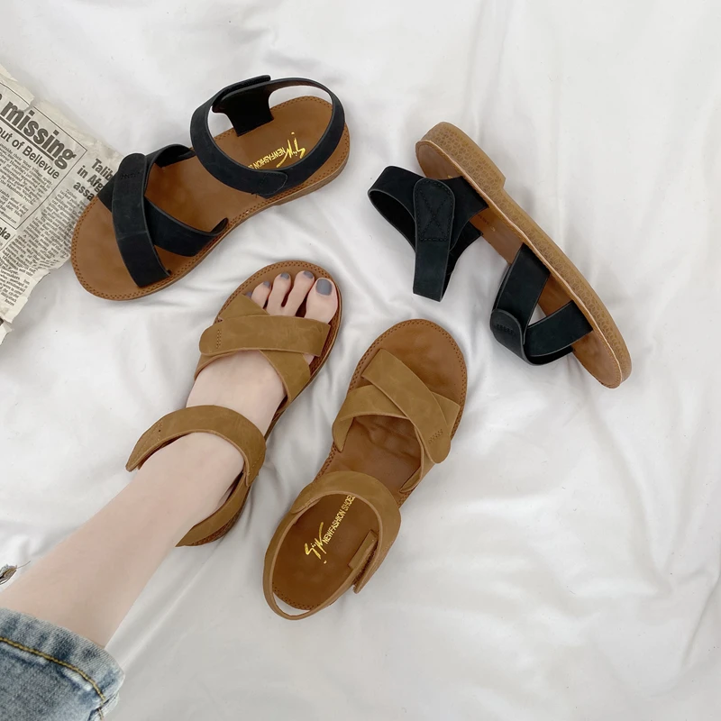 

MIYEDA Spring Summer Retro Black Brown PU Leater Women Sandals Good Design Fashion Plus Size 35-43 Platform Women Shoes