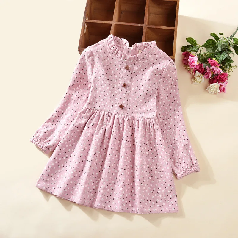 

Girls' Dresses 2021 Spring Autumn New Fashion Child Cotton Small Floral Ruffle Long-Sleeved Princess Dress 2-7 Year Kids Clothes