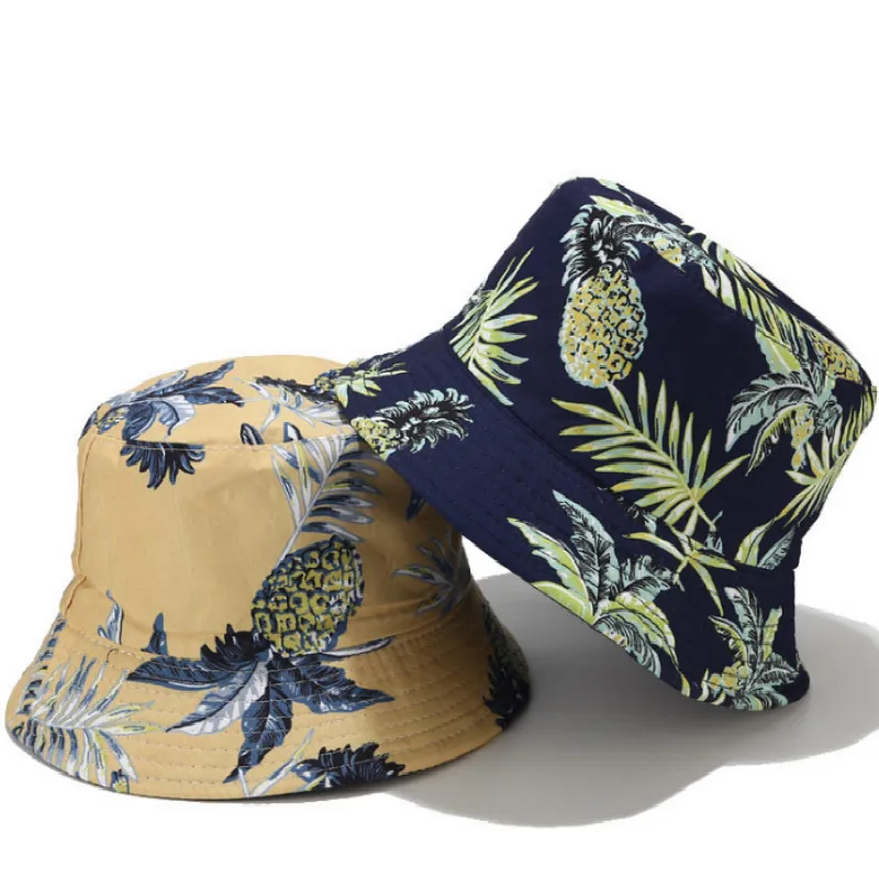 Двухсторонняя Панама с ананасовым принтом Женская Солнцезащитная шляпа