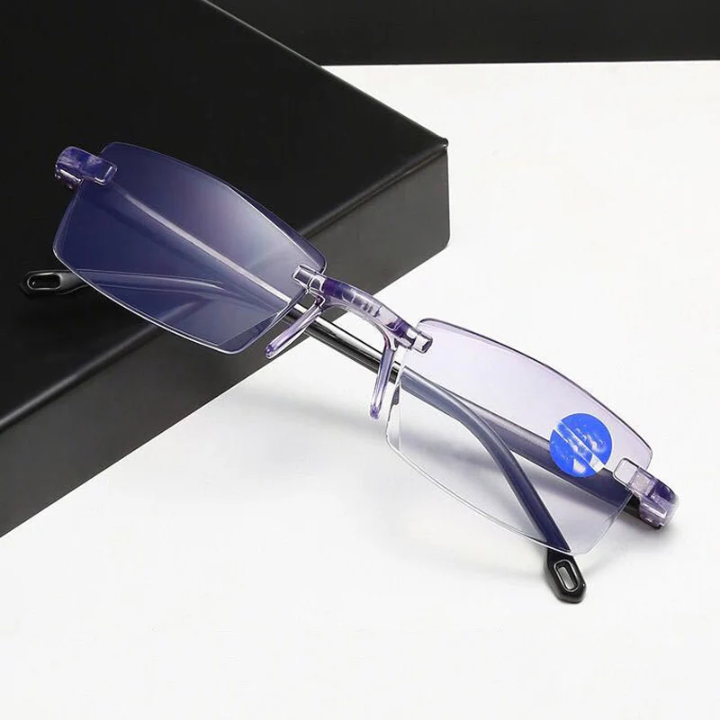 

Очки для чтения без оправы с защитой от сисветильник, без оправы, для дальнозоркости, унисекс, с диоптриями от + 1,0 до + 1,5