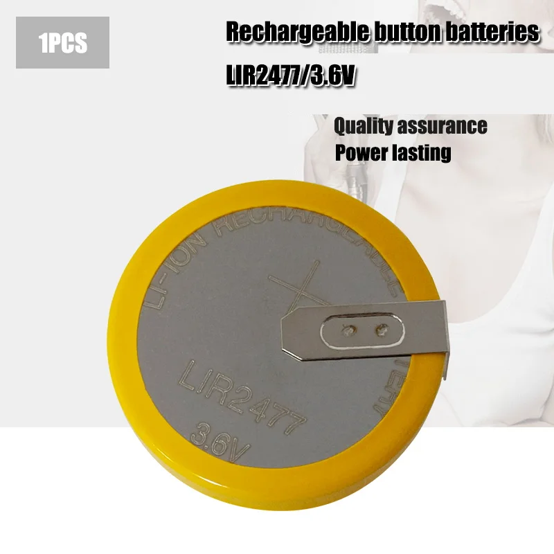 

3.6V 200mAh LIR2477 180 degrees horizontal welding foot battery 3.6V rechargeable coin cell battery charging