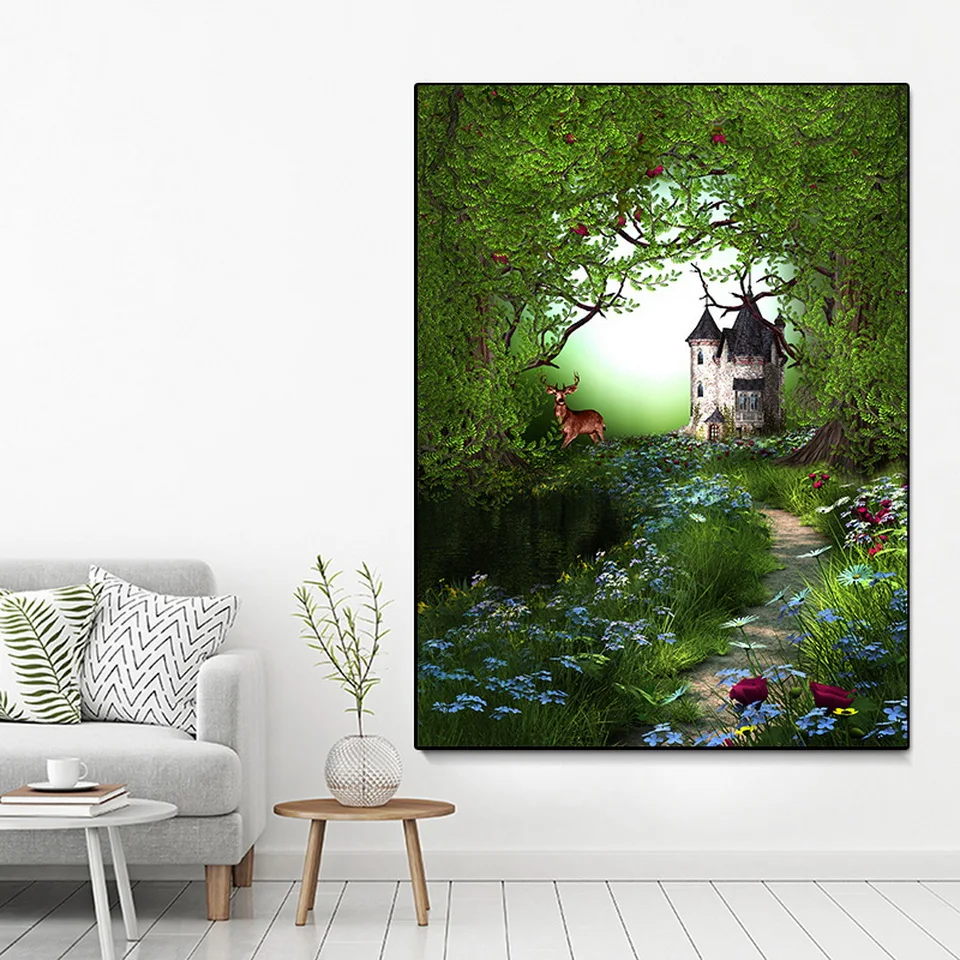 Домашний вход возле двери Лебедь олень канвас Масляные картины настенные