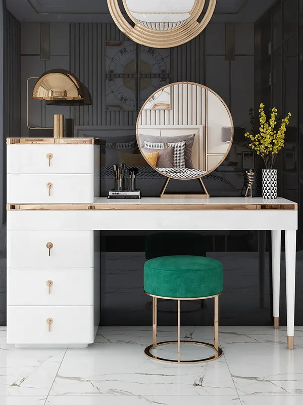 Туалетный столик с зеркалом для макияжа туалетный стул Комбинации светильник элитной мебели Спальня