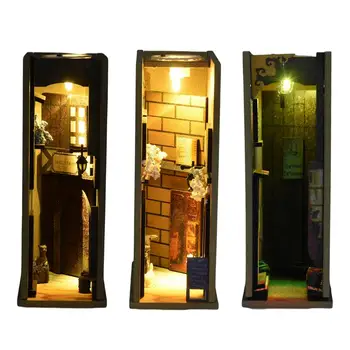 Bookends 구석 책 선반은 아이들을위한 LED 빛 Diagon 거리 bookends를 가진 나무로되는 Diagon 골목 책 구석 장비를 끝낸다 DIY Decora