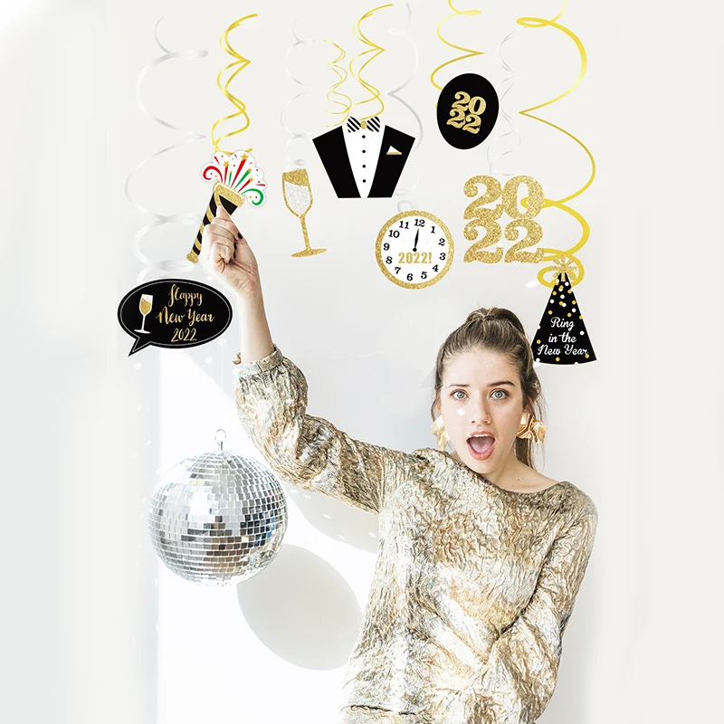 

2022 New Year Decoration PVC Spiral New Year Pendant New Year Party Decoration Party Scene DIY Layout