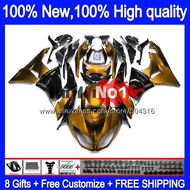 

Корпус для KAWASAKI ZX636 ZX 6R ZX600 ZX6R 09 10 11 12 58MC.61, золотистый, черный, ZX 636, 600cc, Φ 2009 2010 2011 2012 обтекатели