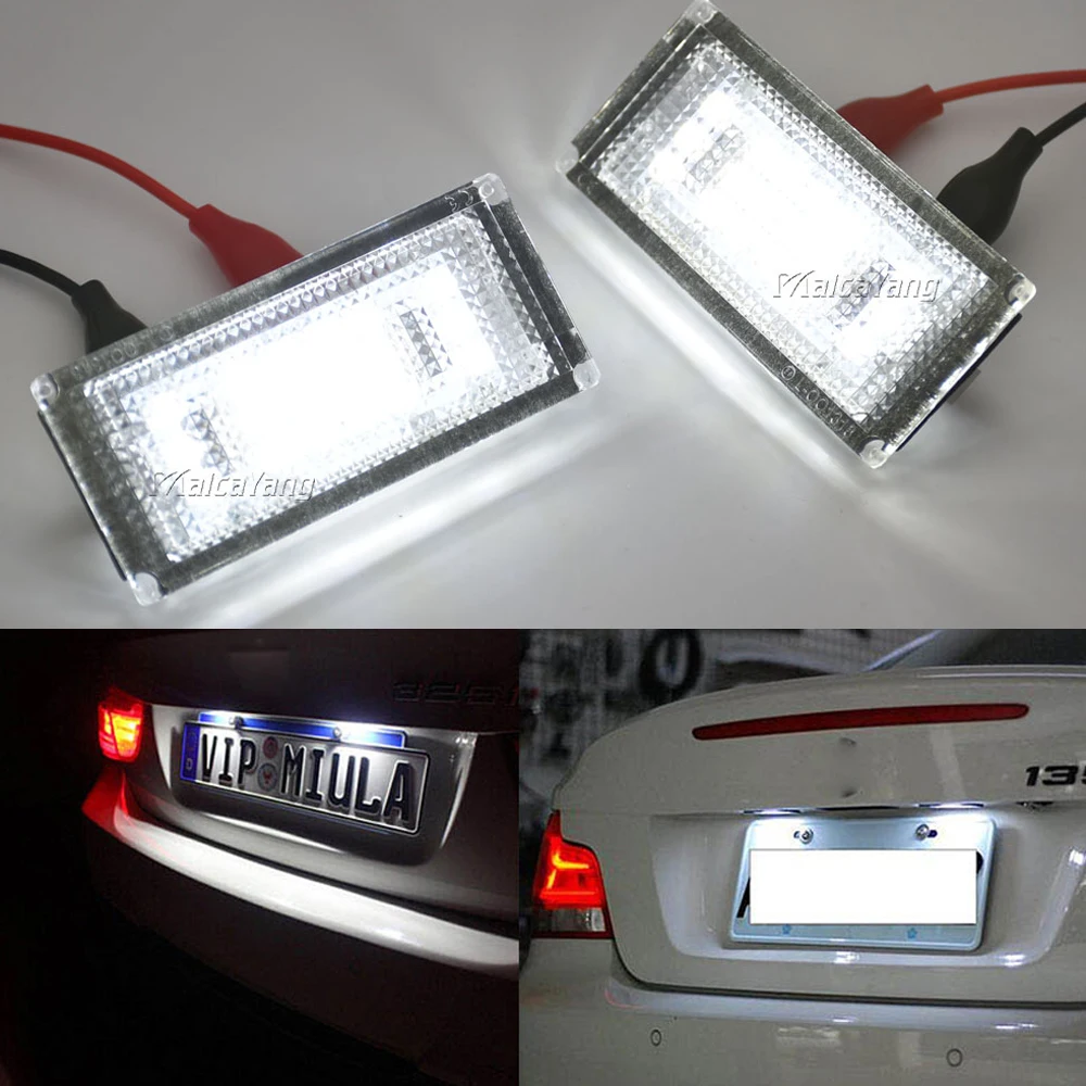 

2 шт. без ошибок для BMW E46 3-Series 2D Facelift 04-06 M3 Facelift 04-06 SMD белые светодиодные с Canbus Освещение номерного знака OEM 51137113590