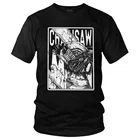 Футболка мужская с принтом бензопилы, хлопковая тенниска с короткими рукавами в стиле японского аниме, уличная одежда