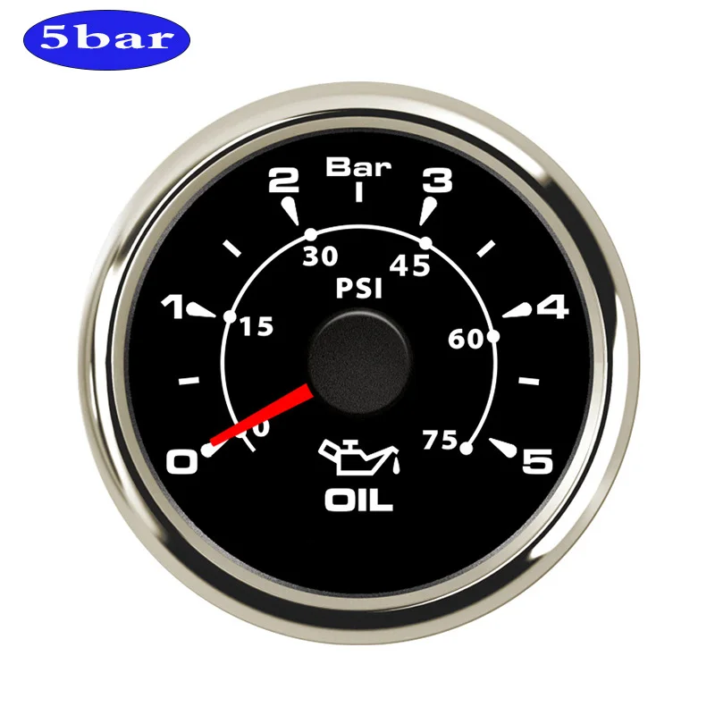 DC 12 В 52 мм " цифровой датчик давления масла индикатор 0~ 5 бар/0~ 75psi дисплей с 8 цветов подсветки - Цвет: 5 Bar