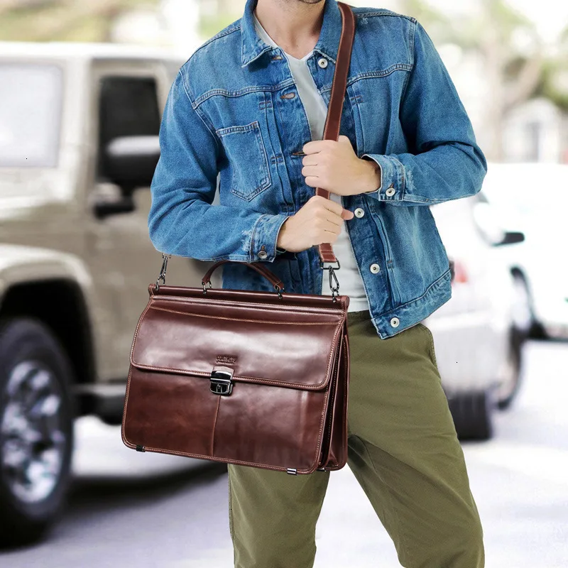Новые мужские кожаные сумки-мессенджеры для ноутбука мужской деловой портфель