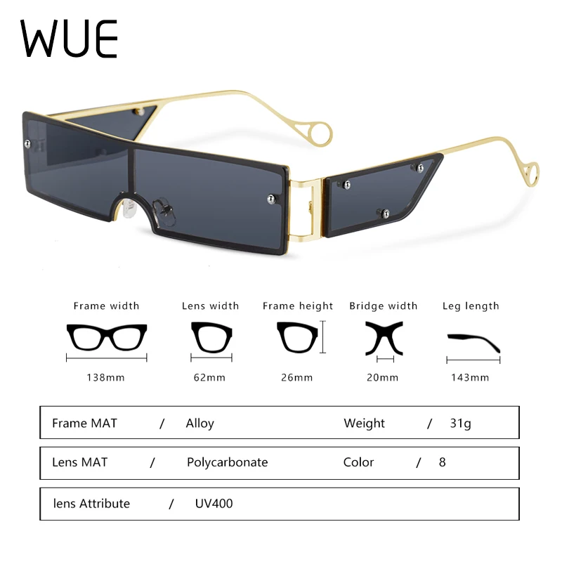 

Women Rectangle Sunglasses Trendy Brand Designer Fashion Black Red Clear Lens For Sexy Female Retro Eyewear UV400 Oculos De Sol