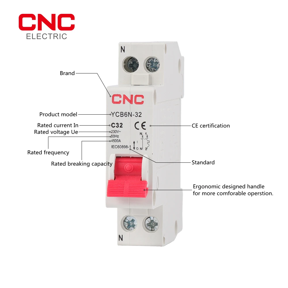 Автоматический выключатель CNC YCB6N-32 1P + N миниатюрный автоматический MCB