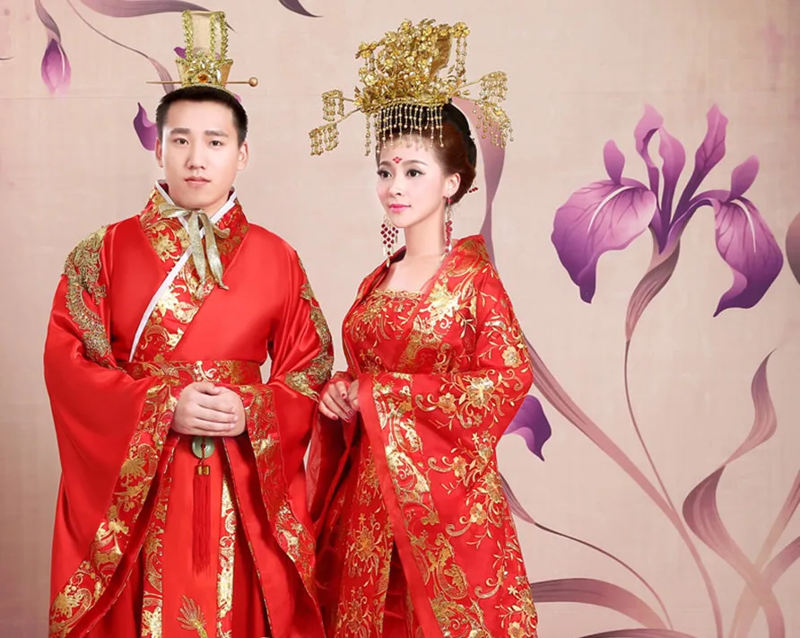 Старинный костюм свадебная корона Феникса ханьфу Женский невесты Династия Тан