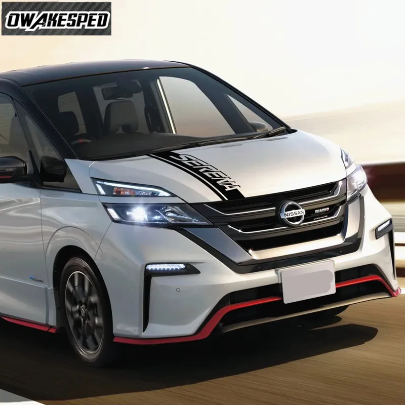 

For-Nissan Serena Tuning Accessories Car Hood Sticker Bonnet Stripes Vinyl Decal