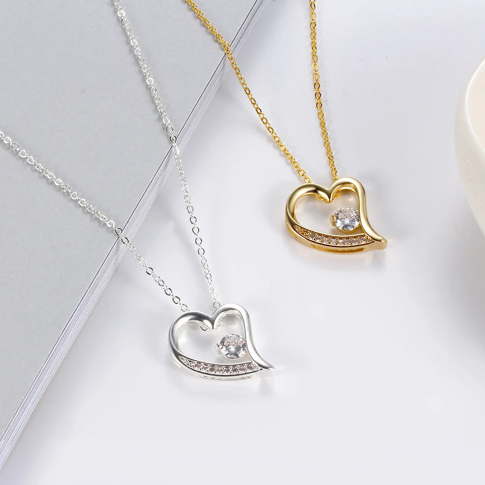Сердце кулон ожерелья для женщин в Корейском стиле Циркон креативный полый Love