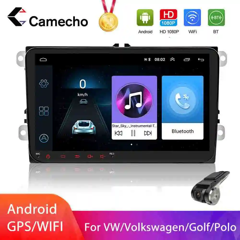 Camecho 2 din Multimedia Player Android Car Radio GPS Android/IOS Mirror Link For VW/Volkswagen/Golf/Polo/Passat/b7/b6/Skoda