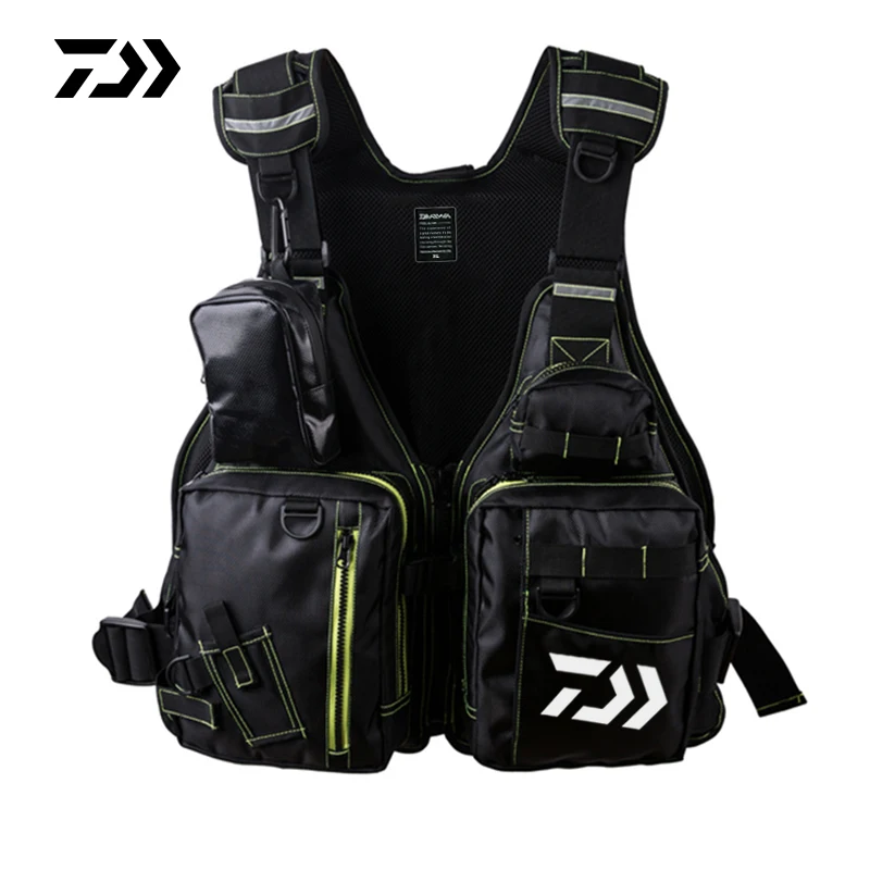 Black Green Daiwa жилет для рыбалки на открытом воздухе спасательный жилет мульти карман куртка унисекс Высокая плавучесть Регулируемый жилет для морской рыбалки - Цвет: Black Green
