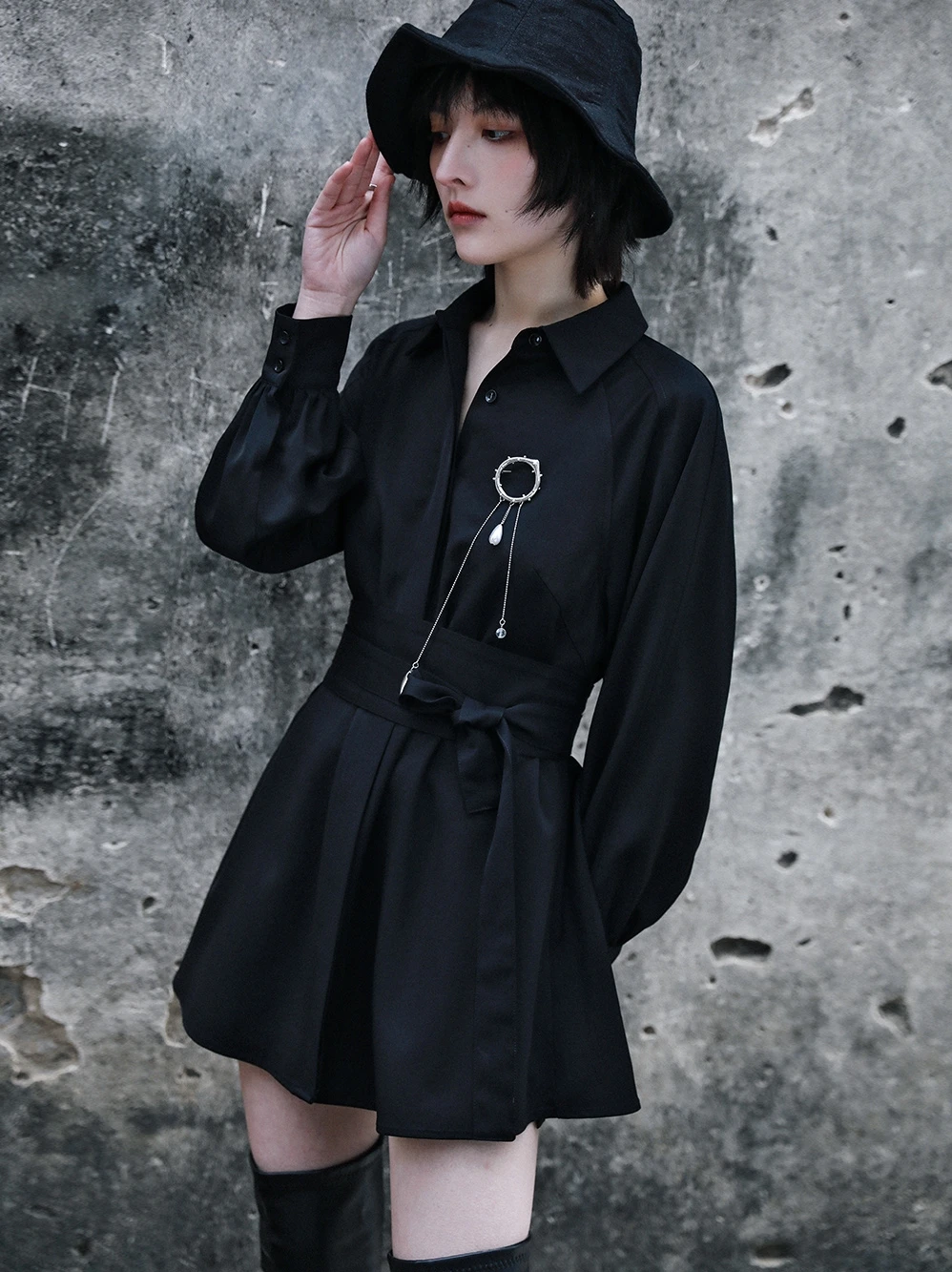 

IEQJ 2021 new spring and summer turn-down collar full high waist single breasted cotton shirt female blouse