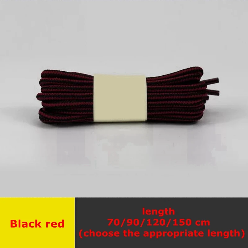 Black red 1 пара круглых шнурков, полосатые двухцветные шнурки для обуви, высококачественные кожаные ботиночки унисекс, шнурки для отдыха на открытом воздухе - Цвет: Black red